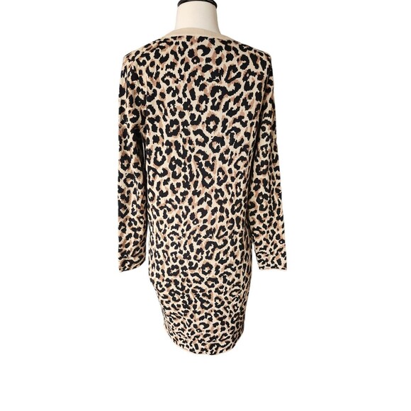 J. Crew Factory Leopard Print Mob Wife Mini Dress Women's Small Tan Sweater - Picture 4 of 8